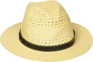 Scala Men's Paper Braid Safari Hat with Faux-Leather Band