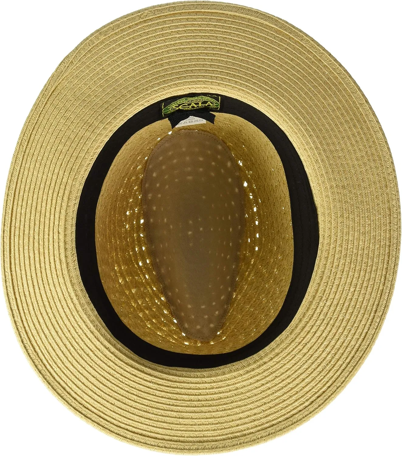Scala Men's Paper Braid Safari Hat with Faux-Leather Band