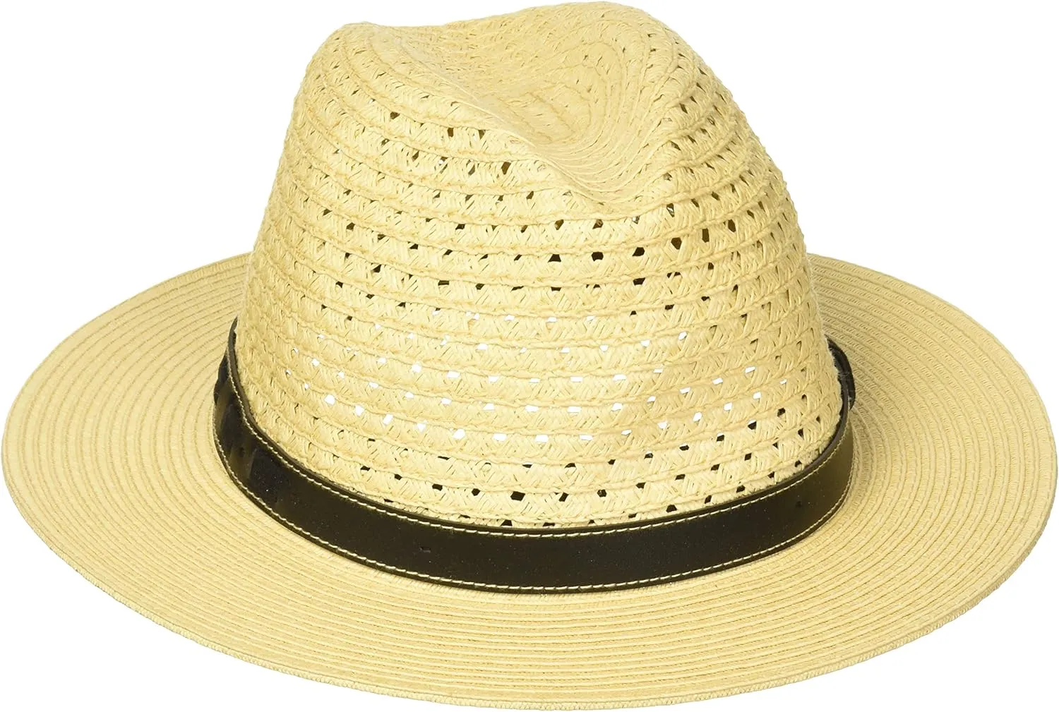 Scala Men's Paper Braid Safari Hat with Faux-Leather Band