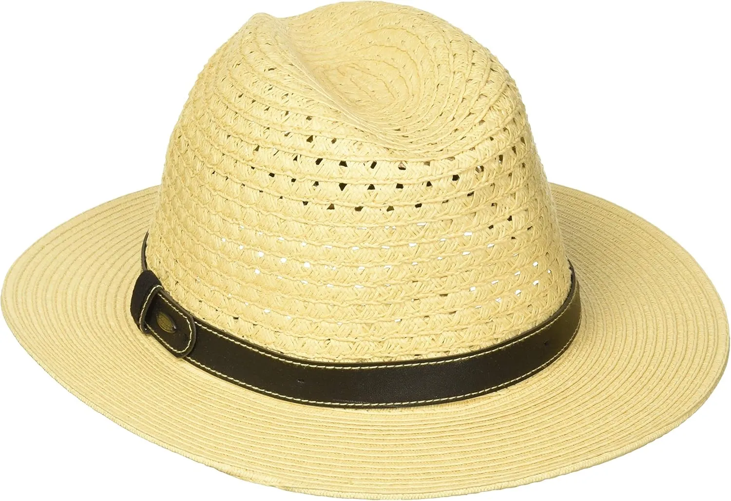 Scala Men's Paper Braid Safari Hat with Faux-Leather Band
