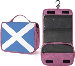 Scotland Flag,Travel Toiletry Hanging Bag Waterproof Bags,Flag Real of European Country,Makeup bag Organizers, Cosmetic Travel-Sized Container,Large Capacity for Women,Blue And White