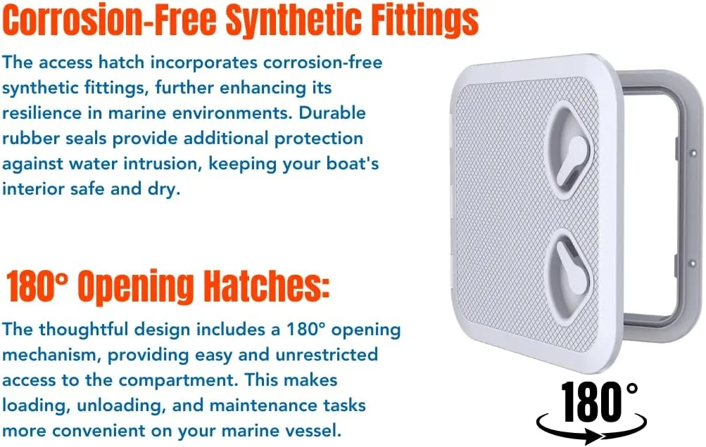SEAFLO Marine Boat Deck Rectangular Access Hatch - White/Black, Lock and Key/Regular