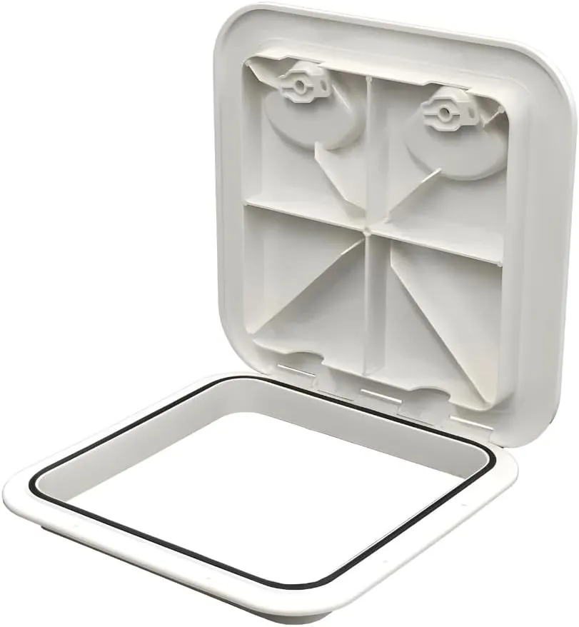 SEAFLO Marine Boat Deck Rectangular Access Hatch - White/Black, Lock and Key/Regular