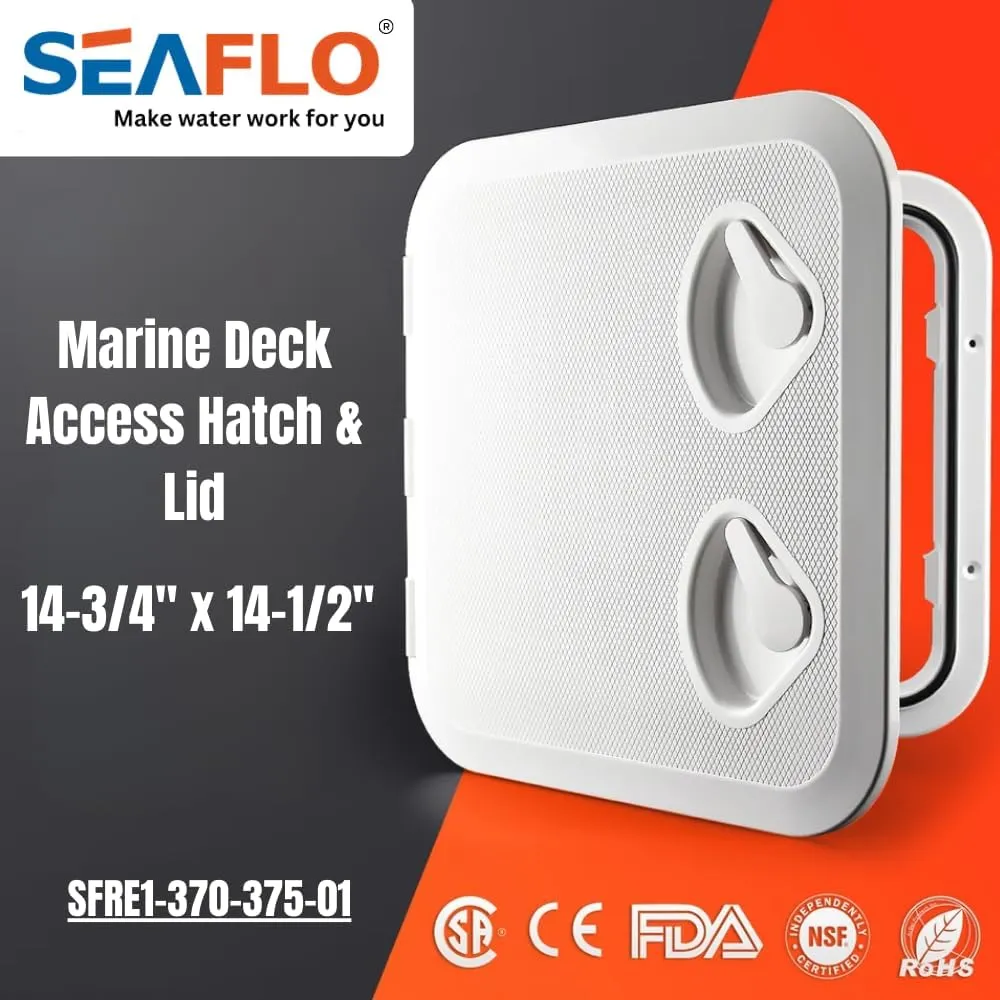 SEAFLO Marine Boat Deck Rectangular Access Hatch - White/Black, Lock and Key/Regular