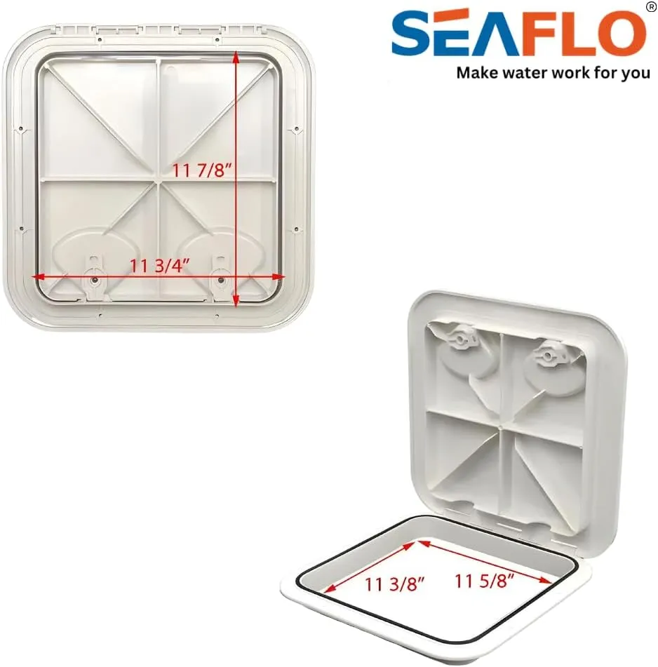 SEAFLO Marine Boat Deck Rectangular Access Hatch - White/Black, Lock and Key/Regular