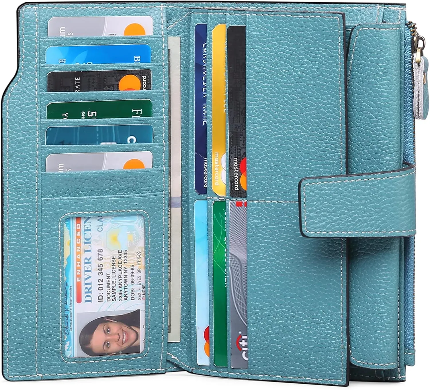 SENDEFN Women Leather Wallets RFID Blocking Clutch Card Holder Ladies Purse with Zipper Pocket