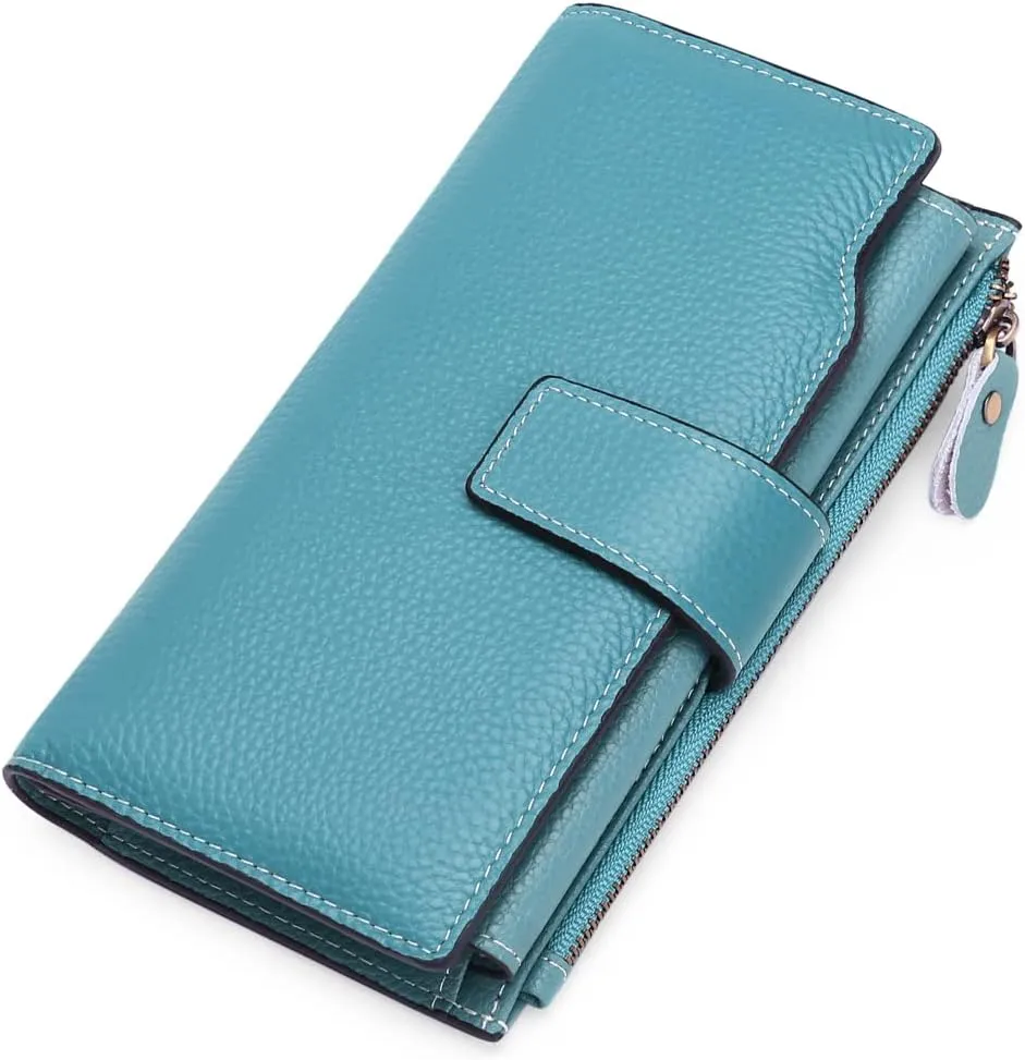 SENDEFN Women Leather Wallets RFID Blocking Clutch Card Holder Ladies Purse with Zipper Pocket