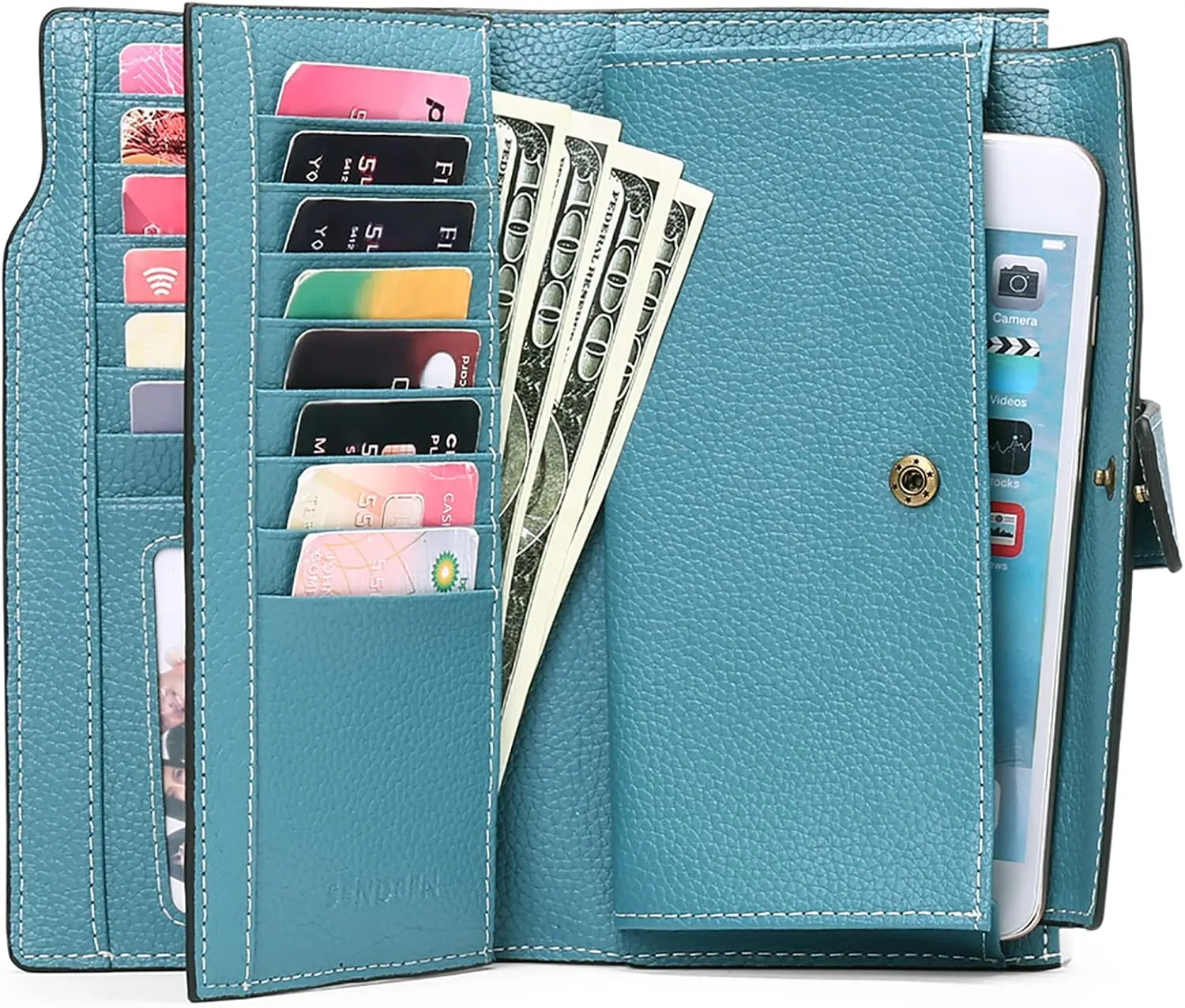 SENDEFN Women Leather Wallets RFID Blocking Clutch Card Holder Ladies Purse with Zipper Pocket