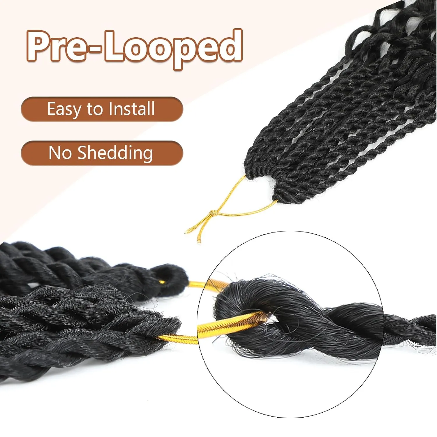 Senegalese Twist Crochet Hair with Curly Ends - 24 Inch Boho Island Twist Crochet Hair 8 Packs Boho Goddess Twist Crochet Hair Pre Looped Crochet Twists with Curly Ends(24(8Packs), 1B/30)