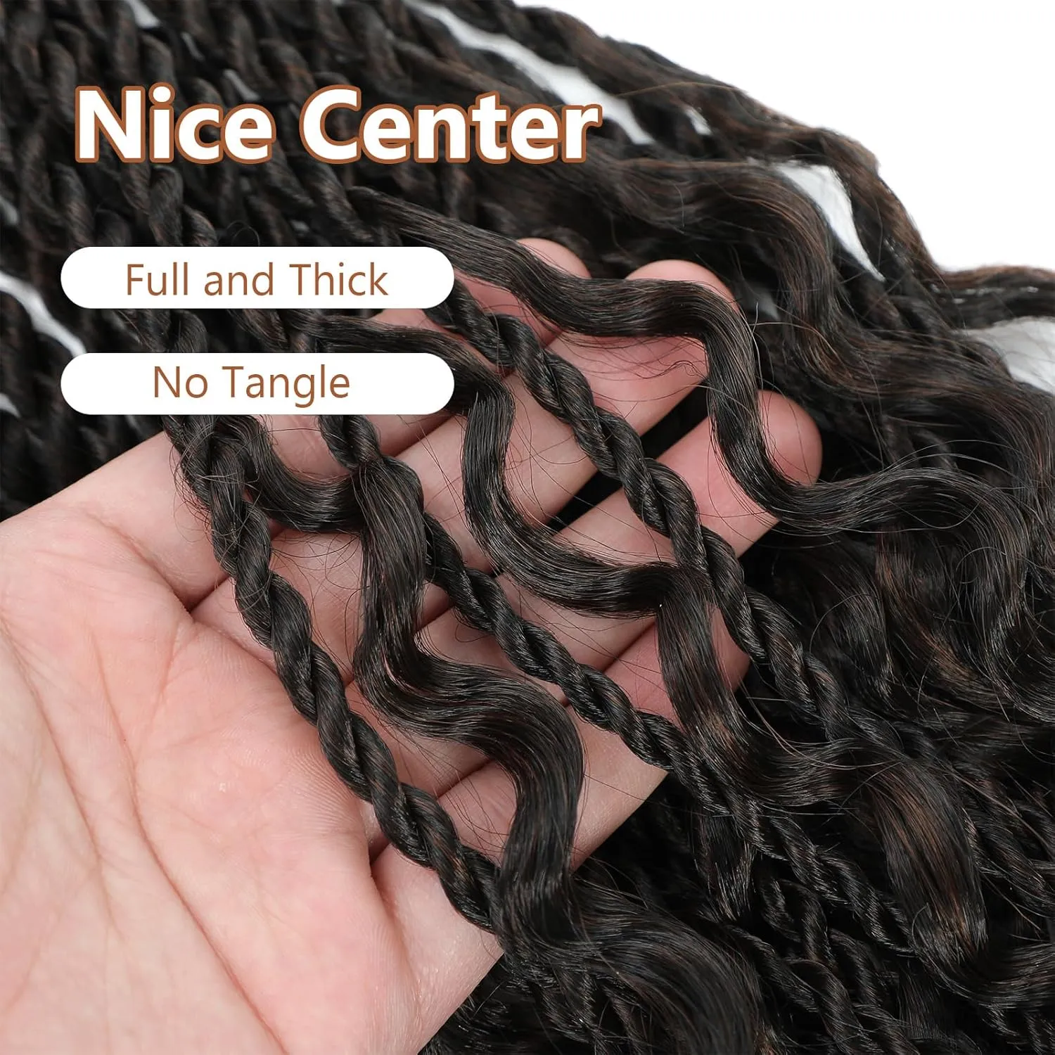 Senegalese Twist Crochet Hair with Curly Ends - 24 Inch Boho Island Twist Crochet Hair 8 Packs Boho Goddess Twist Crochet Hair Pre Looped Crochet Twists with Curly Ends(24(8Packs), 1B/30)