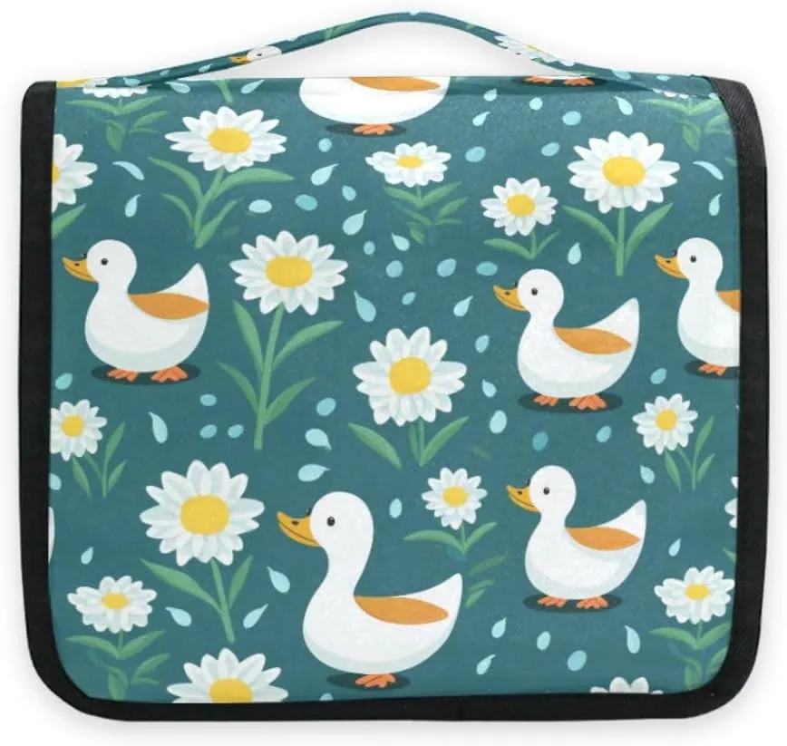 senya Hanging Travel Toiletry Bag 649 Duck Green Flowers Kit Makeup Case Cosmetics Organizer for Men Women