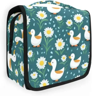 senya Hanging Travel Toiletry Bag 649 Duck Green Flowers Kit Makeup Case Cosmetics Organizer for Men Women