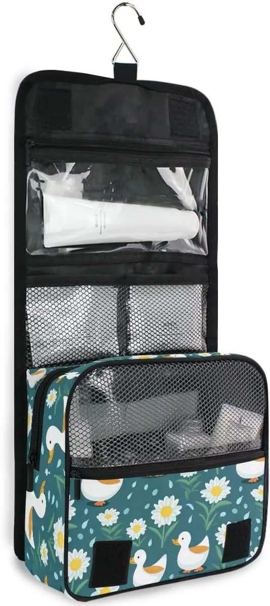 senya Hanging Travel Toiletry Bag 649 Duck Green Flowers Kit Makeup Case Cosmetics Organizer for Men Women