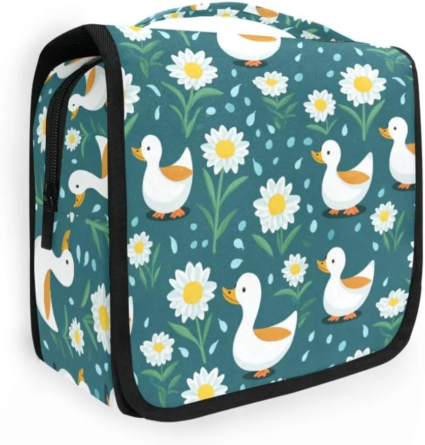 senya Hanging Travel Toiletry Bag 649 Duck Green Flowers Kit Makeup Case Cosmetics Organizer for Men Women