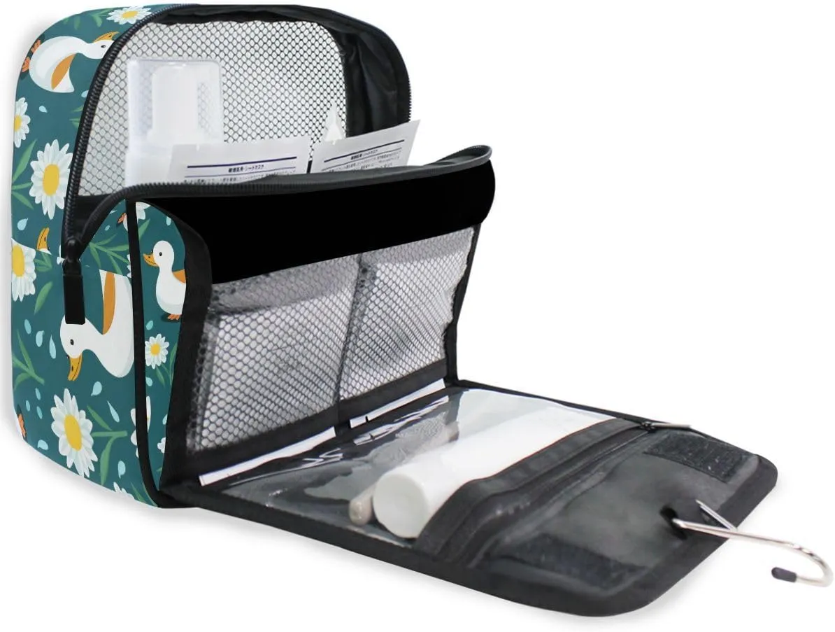 senya Hanging Travel Toiletry Bag 649 Duck Green Flowers Kit Makeup Case Cosmetics Organizer for Men Women