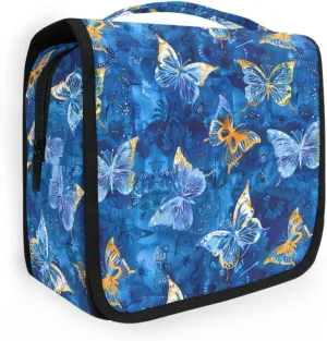 senya Hanging Travel Toiletry Bag Butterflies Dye Navy Kit Makeup Case Cosmetics Organizer for Men Women