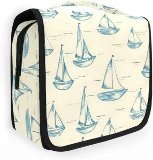 senya Hanging Travel Toiletry Bag Kit Boys Makeup Case Cosmetics Organizer for Men Women (Smallest Sailboat Lines)