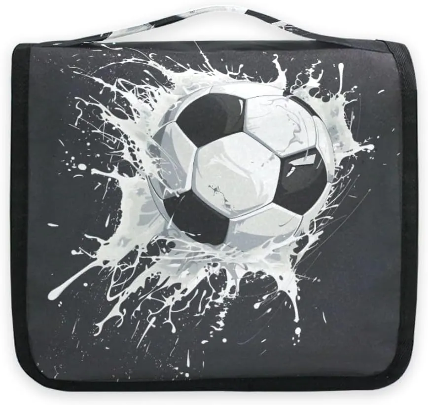 senya Hanging Travel Toiletry Bag Kit Boys Makeup Case Cosmetics Organizer for Men Women (Soccer Ball)