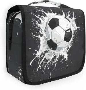 senya Hanging Travel Toiletry Bag Kit Boys Makeup Case Cosmetics Organizer for Men Women (Soccer Ball)