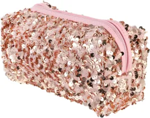 Sequin Cosmetic Bag Portable Glitter Makeup Zipper Bag Toiletry Bag Sequin Organizer Bag for Women Girls Travel Daily Use (Black)
