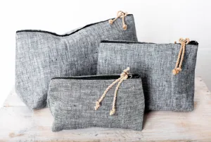 Set of 3 Linen Cosmetic Bags