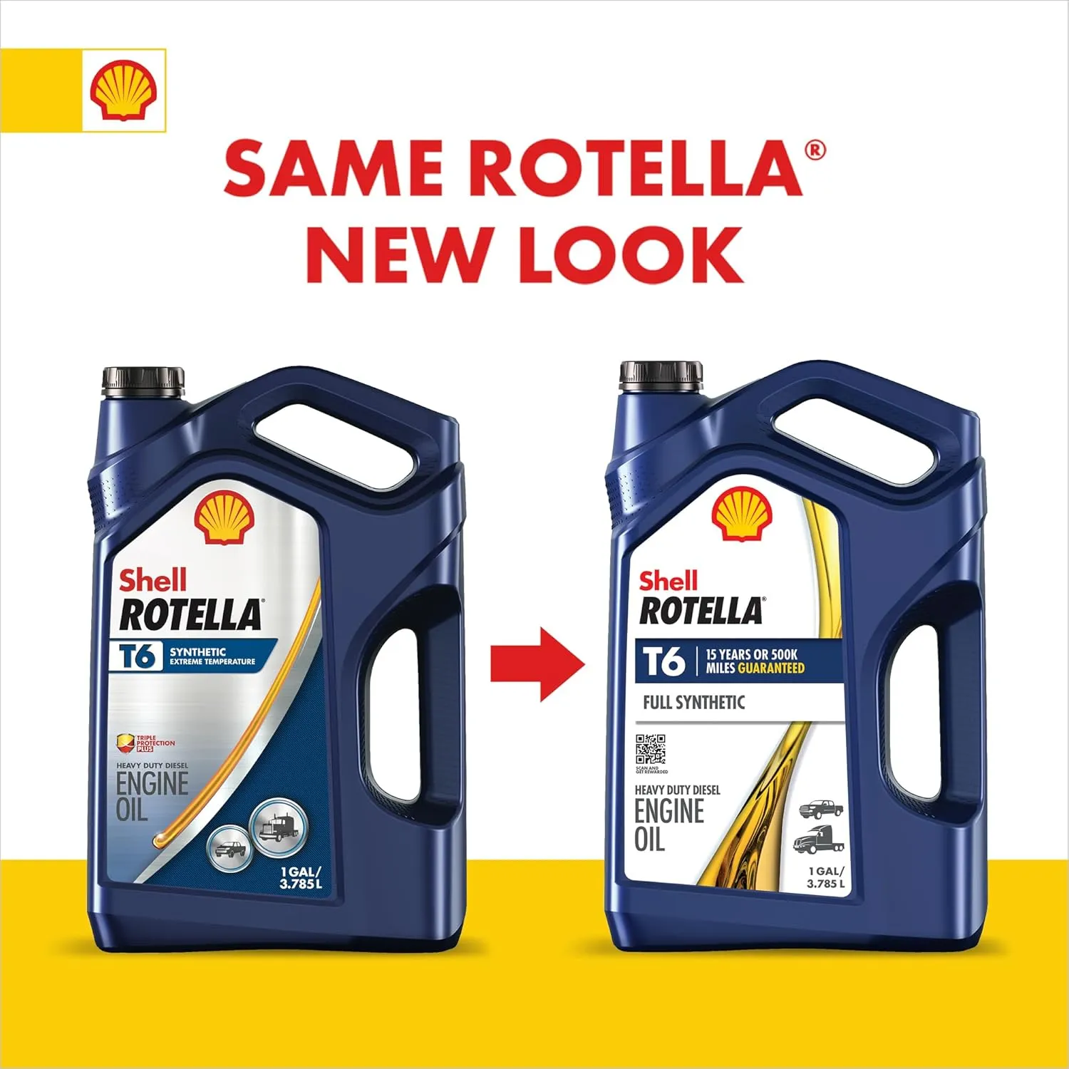 Shell Rotella T6 Full Synthetic 5W-40 Motor Oil, 1 Quart (6 Pack)