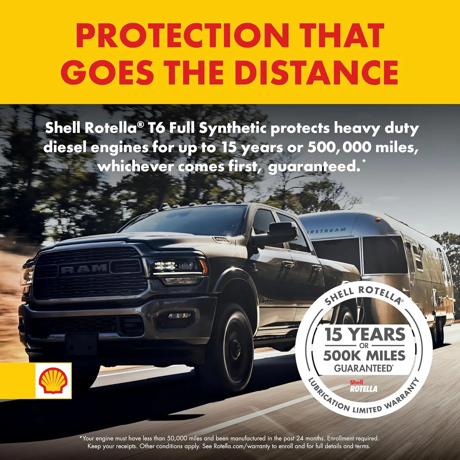 Shell Rotella T6 Full Synthetic 5W-40 Motor Oil, 1 Quart (6 Pack)