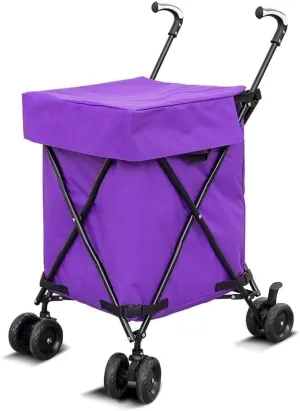 Shopping Cart Folding Shopping Trolley Environmentally Friendly Shopping Bag Portable Double Front Rotating Wheel Compact Folding Utility Car Grocery Cart