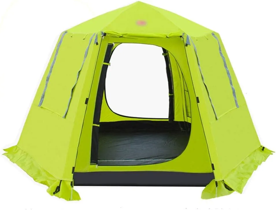 SHQ Tent 3-4 Person Hexagon Mongolian Yurt Tent Waterproof Folding Automatic Double Layer Camping Fishing Four Seasons Beach Tent Yurt (Color : Fruit Green)