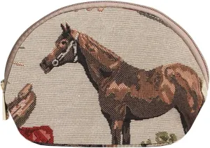 Signare Tapestry Cosmetic Bag Toiletry Makeup Bag for Women With Horse Design (COSM-HOR)
