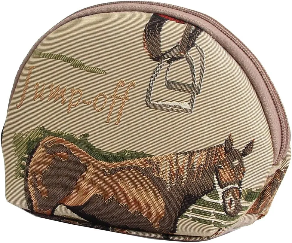 Signare Tapestry Cosmetic Bag Toiletry Makeup Bag for Women With Horse Design (COSM-HOR)