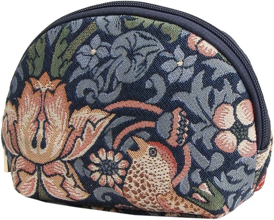 Signare Tapestry Cosmetic Bag Toiletry Makeup Bag for Women With William Morris Blue Strawberry Thief (COSM-STBL)