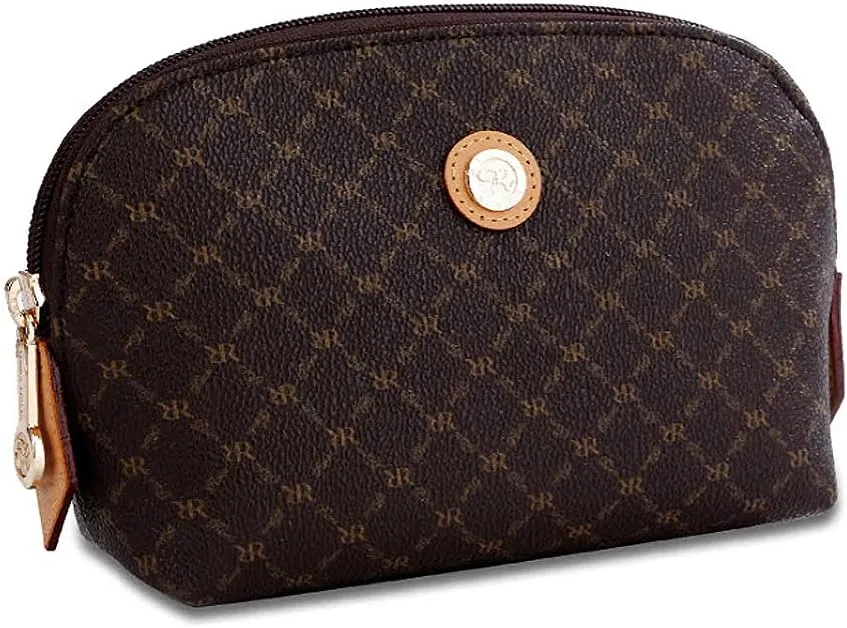 Signature Small Brown Cosmetic Bag by Rioni Designer Handbags and Luggage