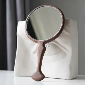 Simple Handheld Makeup Mirror, Solid Wood Vanity Mirror, HD Hand Mirror, Beauty Mirror