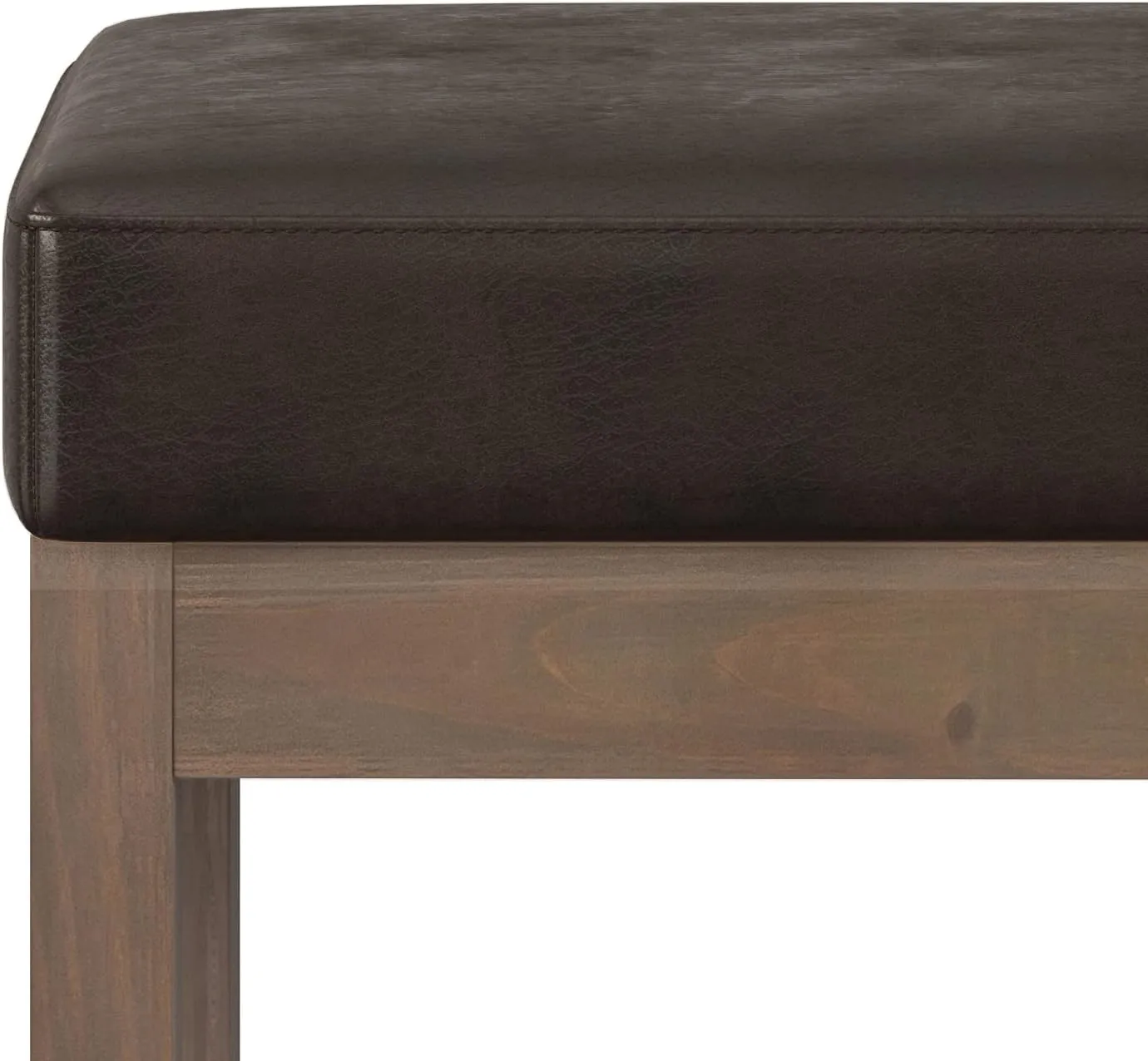 SIMPLIHOME Milltown 27 inch Wide Contemporary Rectangle Footstool Ottoman Bench in Distressed Brown Vegan Faux Leather, Assembled, for the Living Room and Bedroom