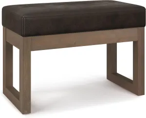 SIMPLIHOME Milltown 27 inch Wide Contemporary Rectangle Footstool Ottoman Bench in Distressed Brown Vegan Faux Leather, Assembled, for the Living Room and Bedroom