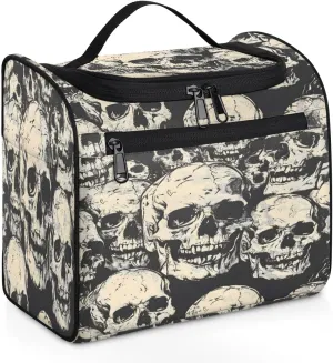 Skeleton Gothic Skull Travel Toiletry Bag for Men and Women, Large Hanging Makeup Bag Organizer Toiletries Bag for Travel, Cosmetic Bag with Handle
