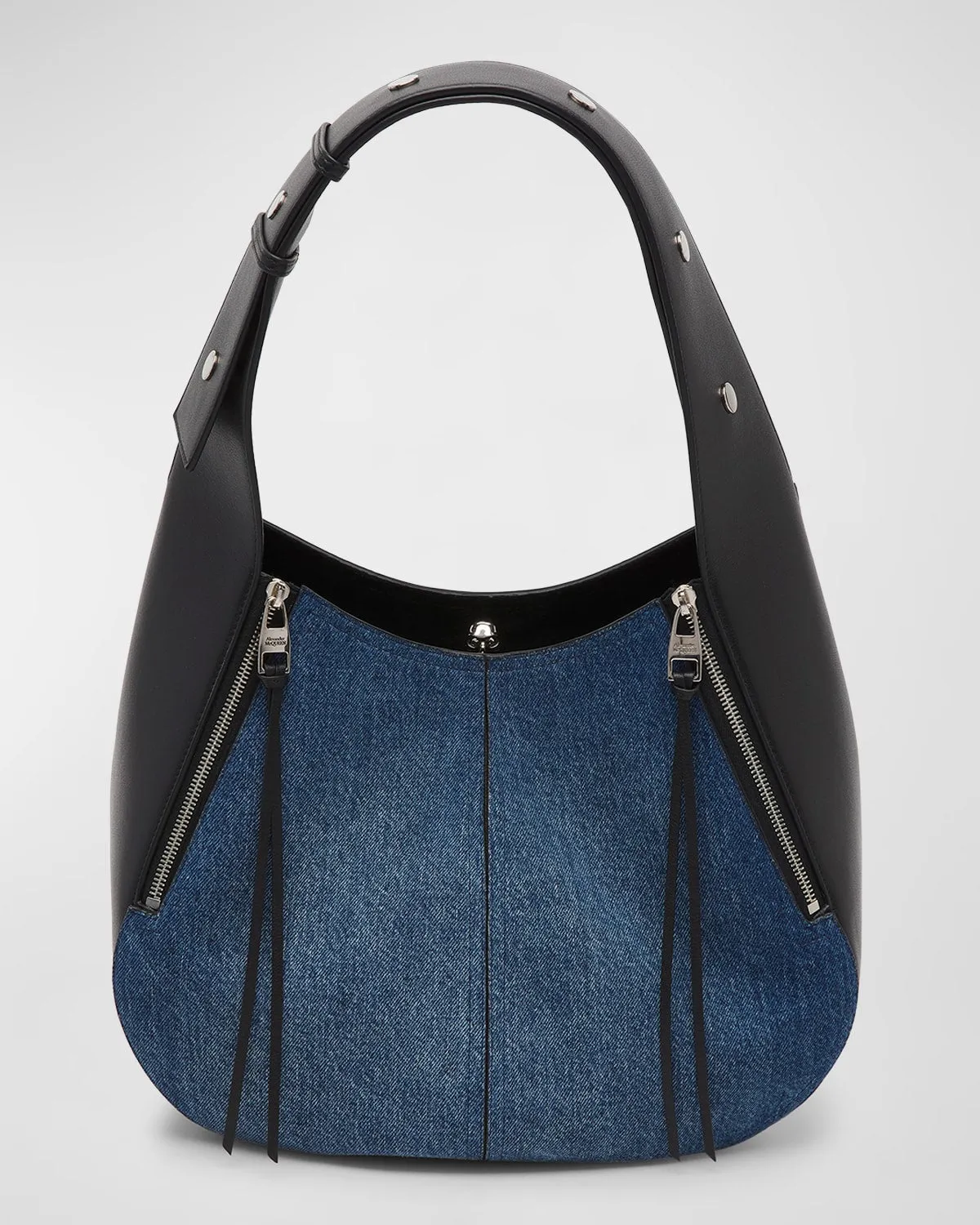 Skull Biker Denim Hobo Bag