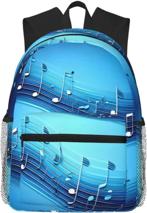 Sky blue musical notes College Backpack For Women Men,Lightweight Travel Bag Backpack With Pockets
