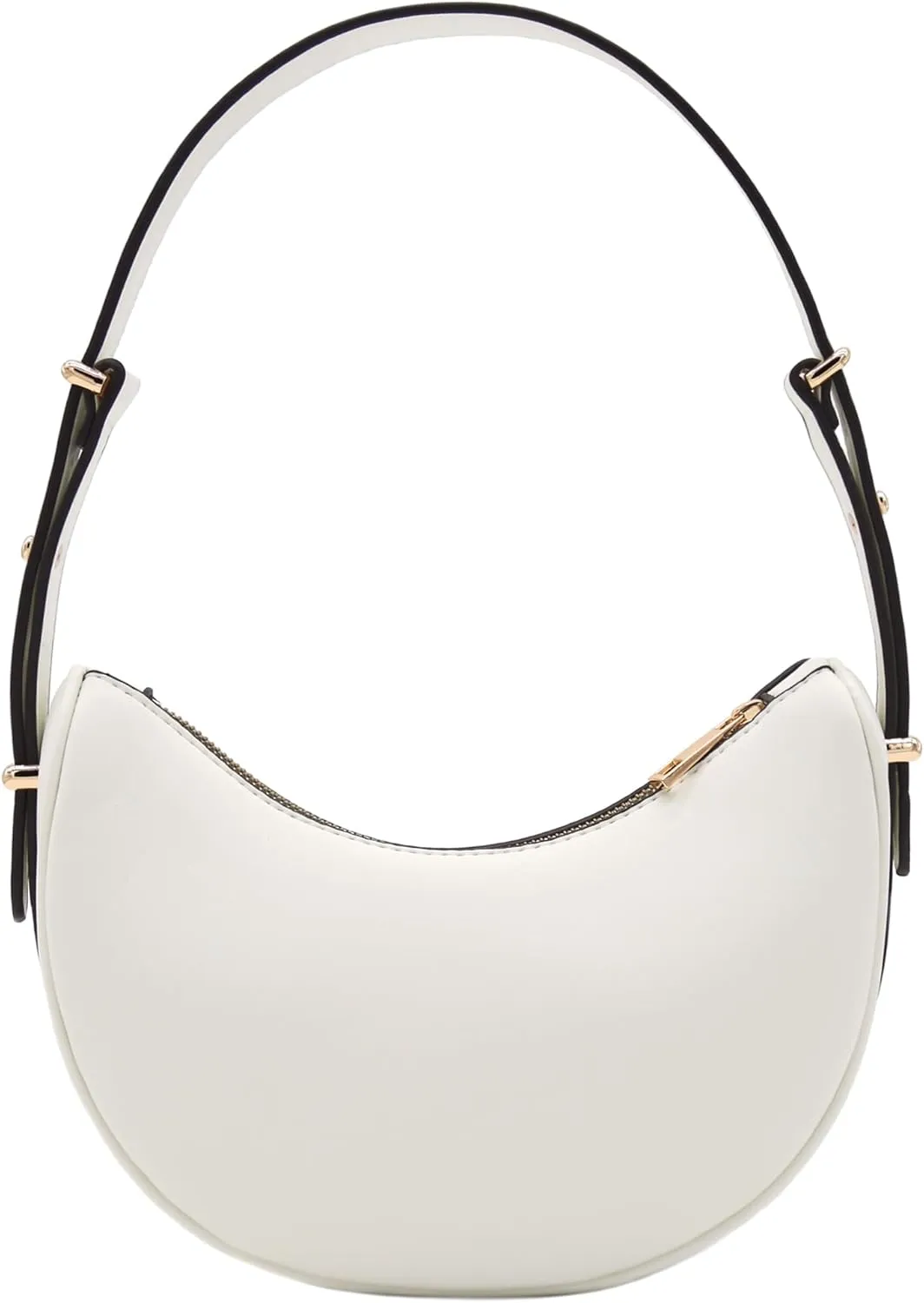 Small Crescent Smooth Faux Leather Underarm Shoulder Bag
