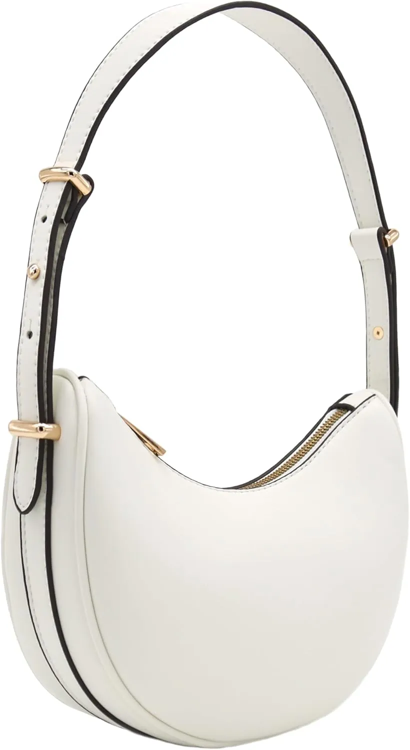 Small Crescent Smooth Faux Leather Underarm Shoulder Bag