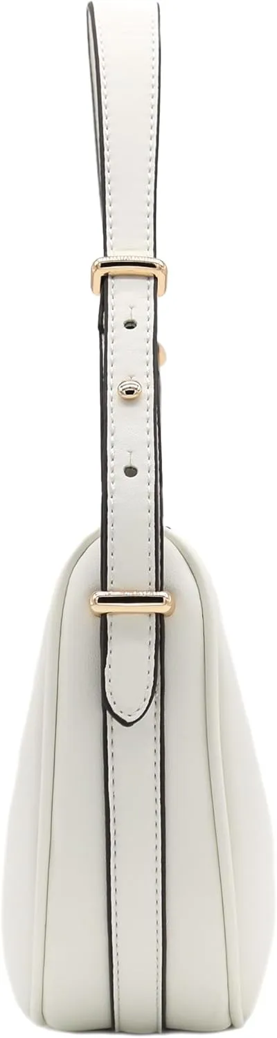 Small Crescent Smooth Faux Leather Underarm Shoulder Bag