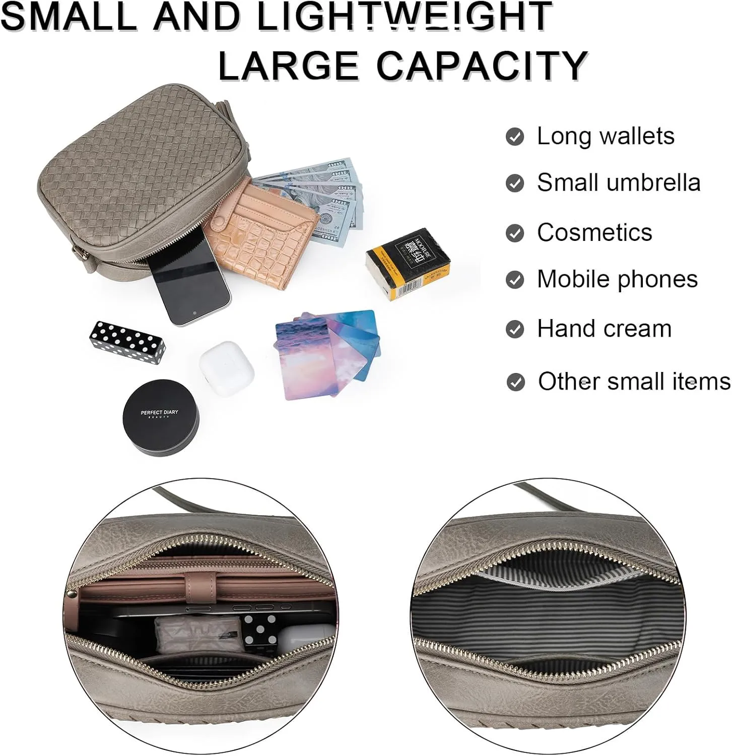 Small Crossbody Purses for Women Trendy Woven Cross Body Bag and Boho Purse,Soft Leather Handbags