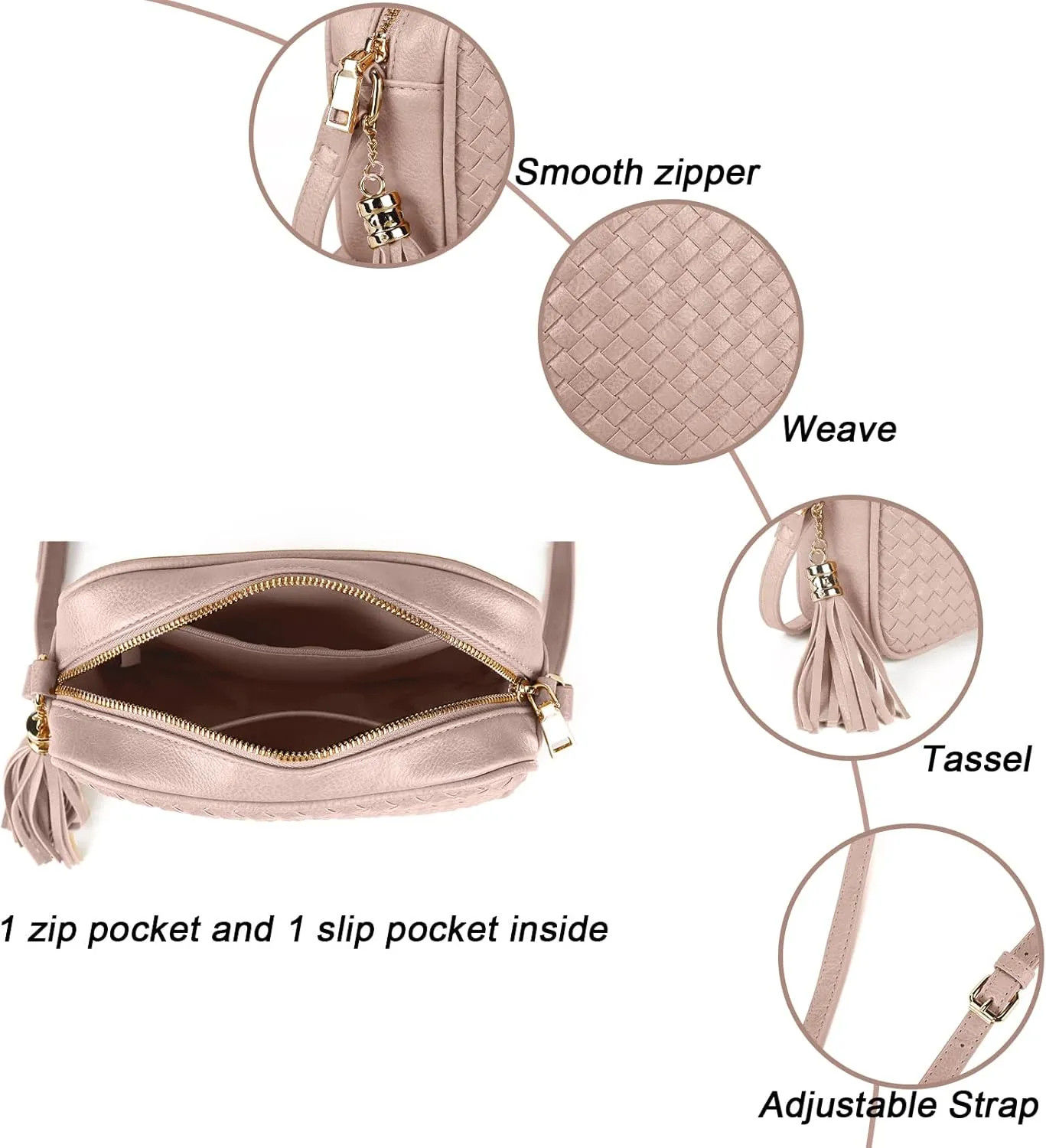 Small Crossbody Purses for Women Trendy Woven Cross Body Bag and Boho Purse,Soft Leather Handbags