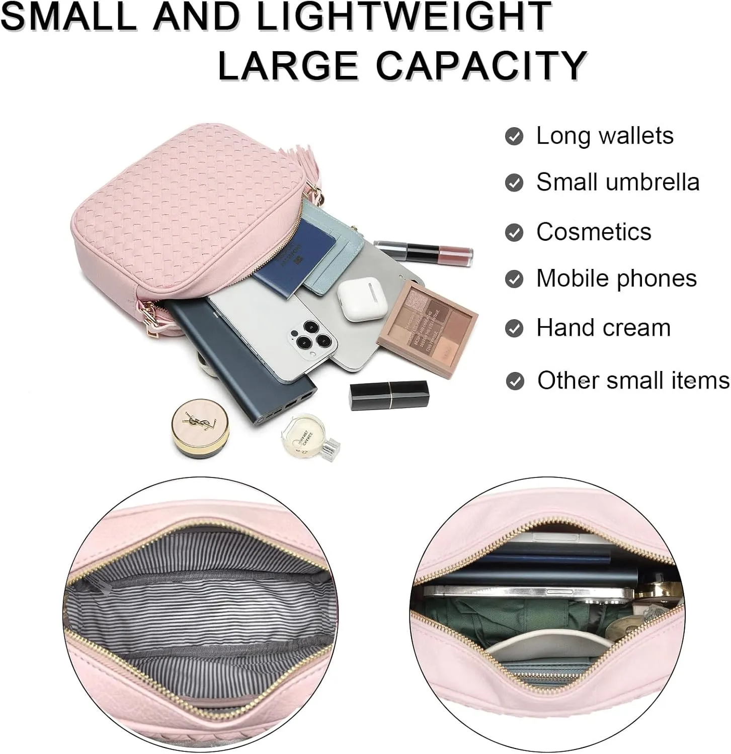 Small Crossbody Purses for Women Trendy Woven Cross Body Bag and Boho Purse,Soft Leather Handbags