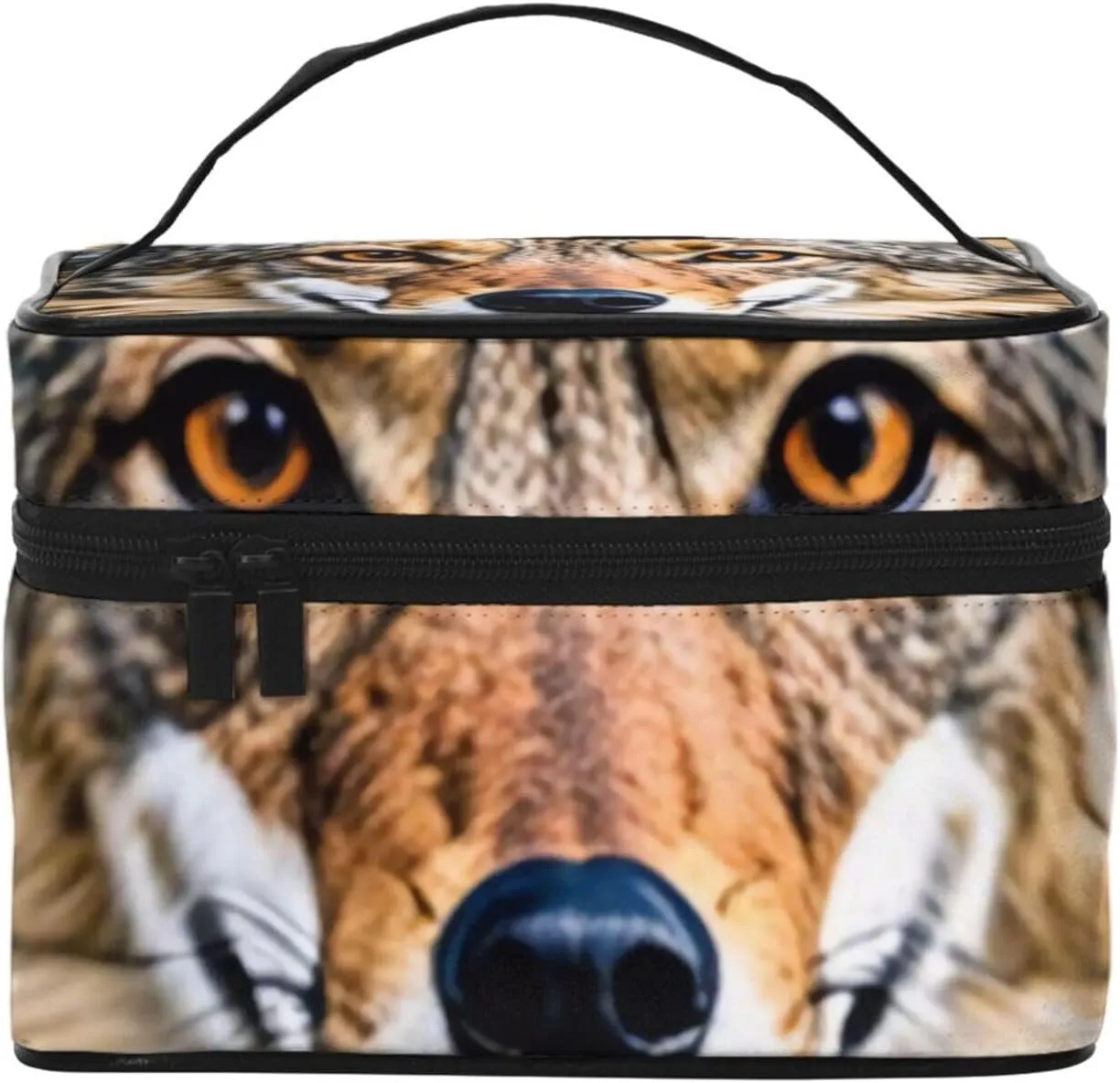 Small Wily Coyote Print Makeup Bag,Travel Cosmetic Bag with Zipper for Women Square Make Up Bags Organizer