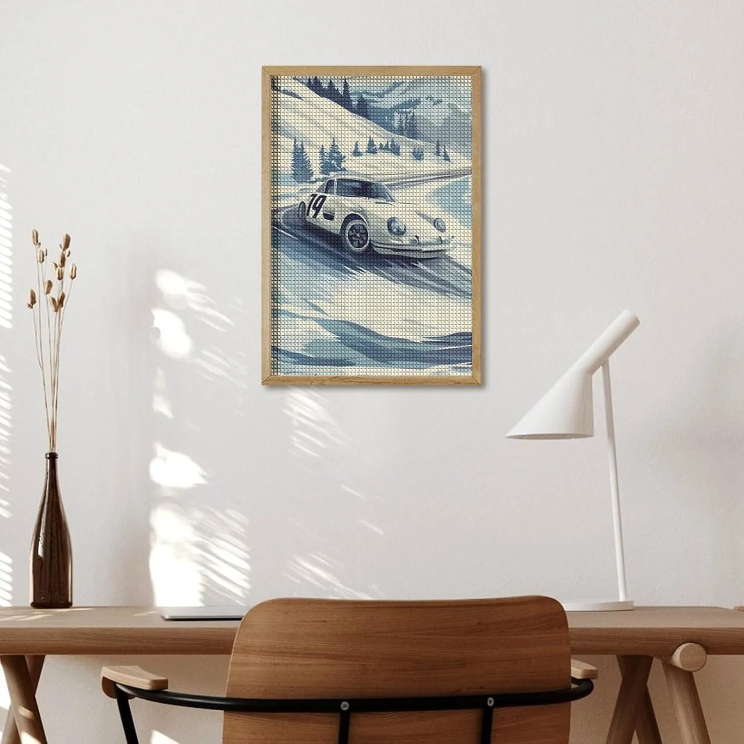 Snow Mountain Racing Car Diamond Art Painting Kits Full Drill 5D Pictures Arts Craft for Home Wall Decor for Adults DIY Gift 8"x12"