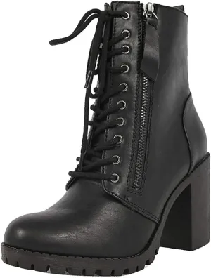 Soda Malia Boots Women's Brown Low Faux Leather Chunky Heel Ankle Booties
