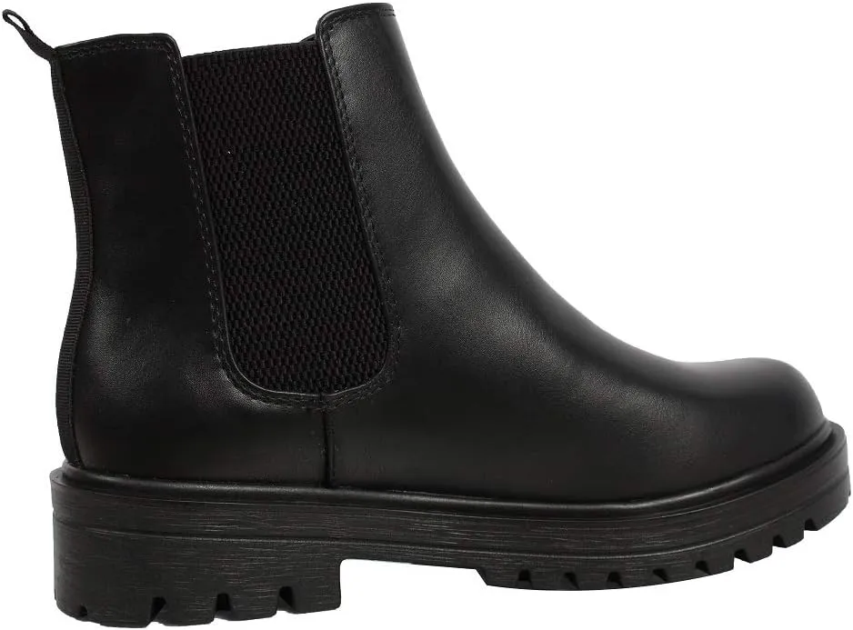 Soda Women's Faux Leather Round Toe Chelsea High Top Platform Ankle Boot