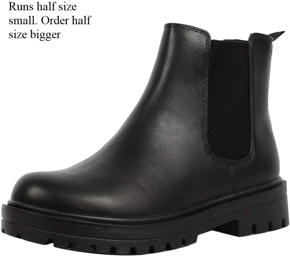 Soda Women's Faux Leather Round Toe Chelsea High Top Platform Ankle Boot